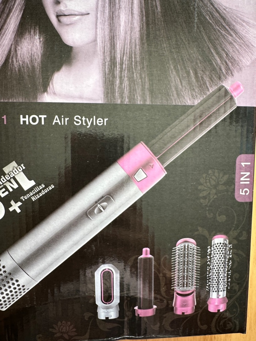 5-in-1 Hot Air Styler Hair Dryer Brush - Pink and Silver - Picture 2 of 4